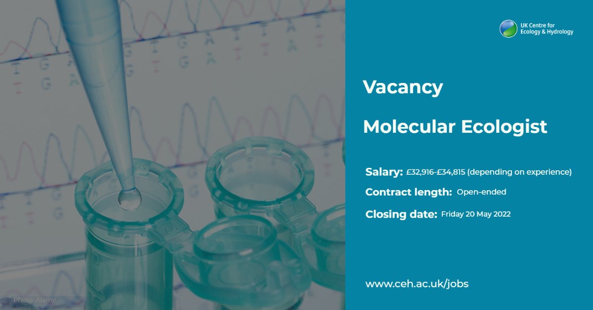 We have an open-ended vacancy to join the Molecular Ecology group at UKCEH Wallingford bit.ly/3OZxiNB. This is an opportunity to lead our citizen science eDNA research and develop your own research interests. Please email me for more details bit.ly/37eiV6S
