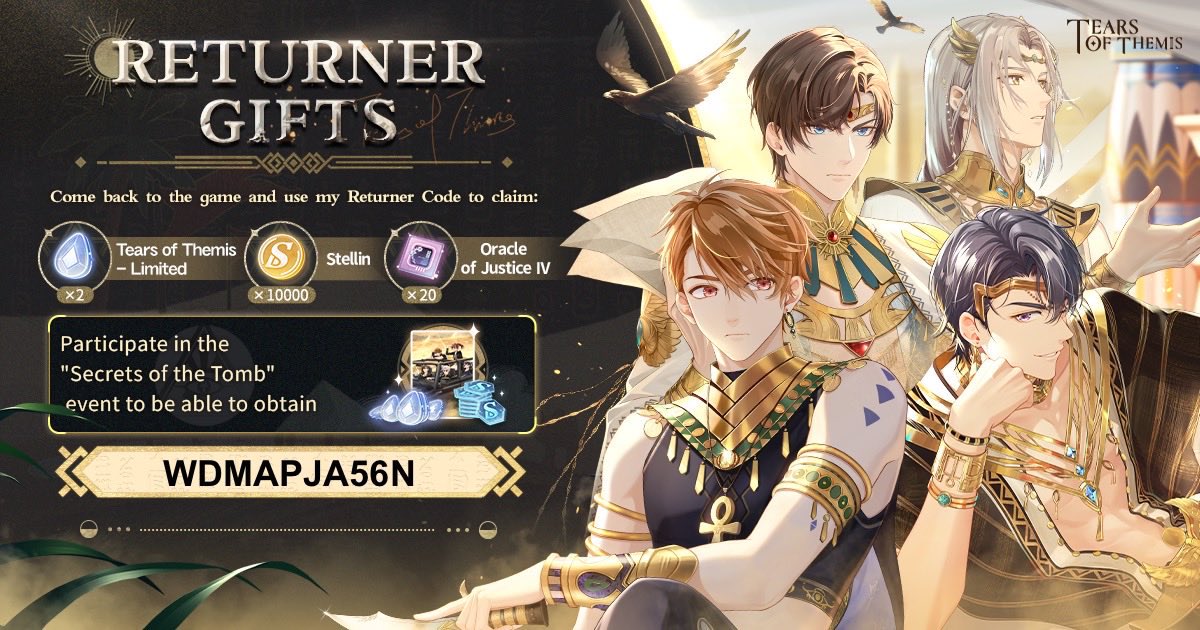 MonWinzz's tweet image. Welcome back to Stellis! Check out this code for more rewards! WDMAPJA56N #TearsOfThemis #returnercode #未定事件簿 #미해결사건부