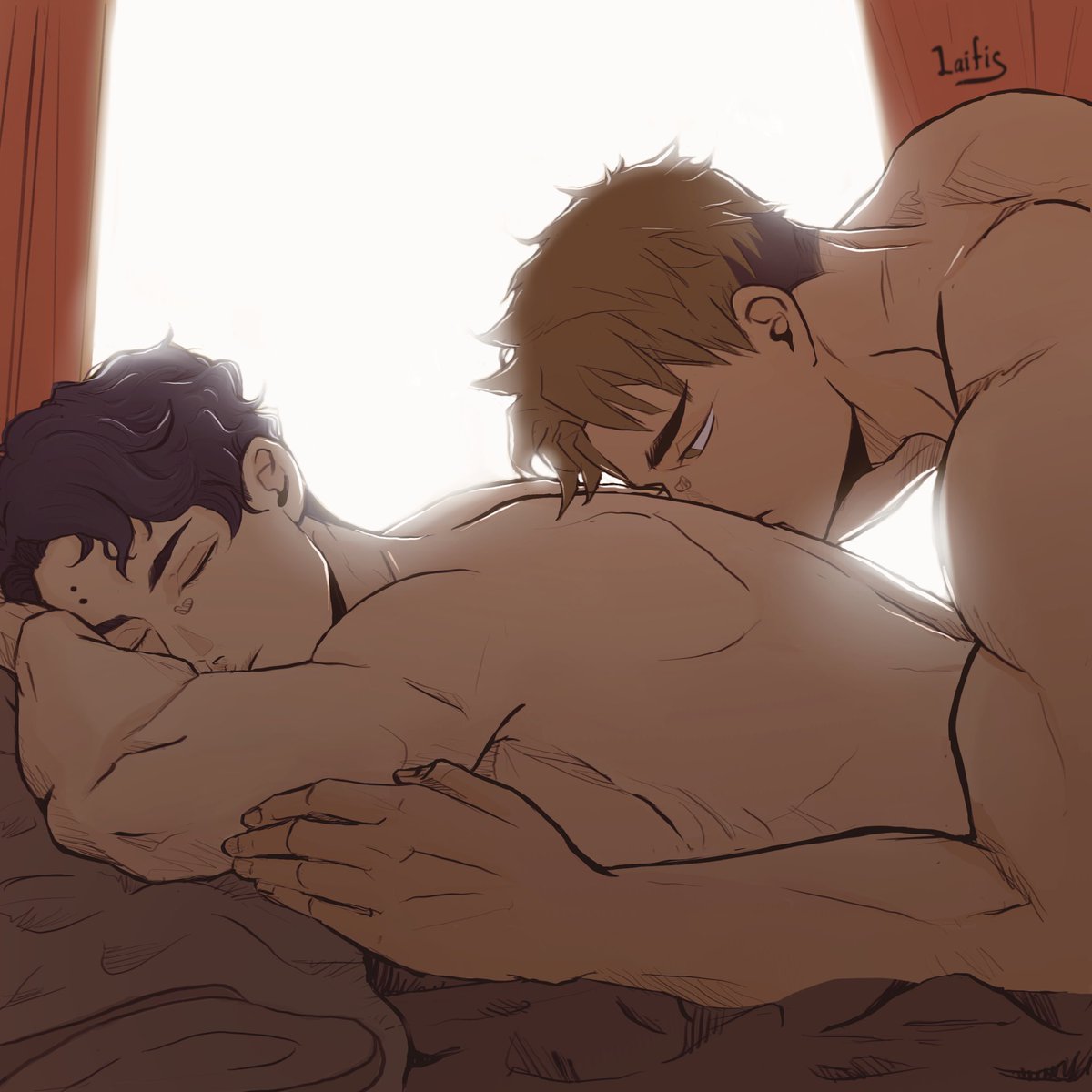 My ✨soft &amp; intimate✨ UshiSaku piece for the <a href="/TooHardZine/">Too Hard? An 18+ UshiZine 🍑 PROJECT COMPLETE🍆</a>. 

Aftersales is now happening so here’s your last chance to get the zine, don’t miss out! 🌝