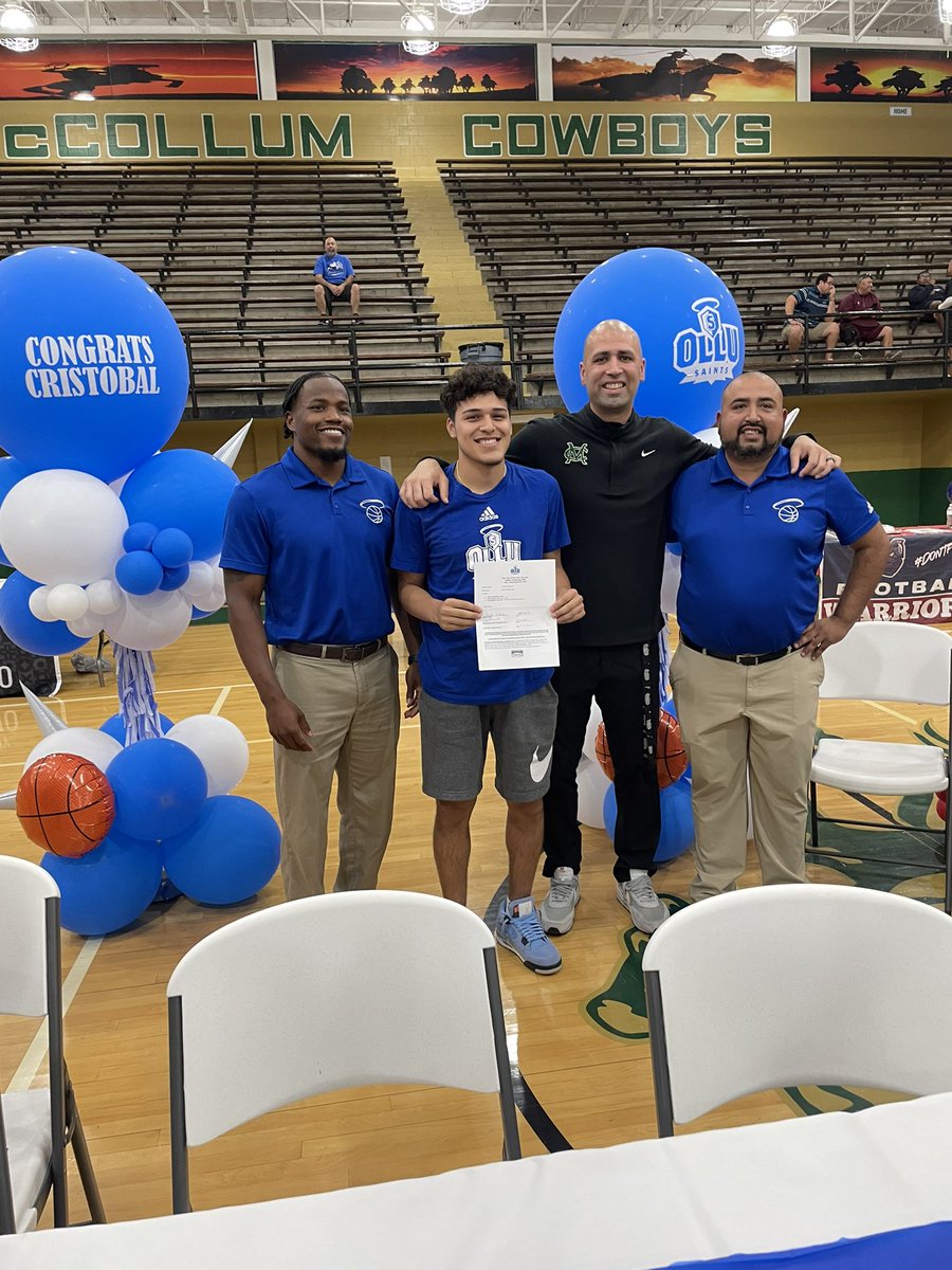 ChrisV_30's tweet photo. Congratulations to my son @imthatkidcris_1 for signing to continue his academic and basketball careers @OLLUSaints this afternoon! Thank you all my family, friends and coaches who all continued to support and mentor Cris these past 4 years!! https://t.co/zPTZq3nLDj