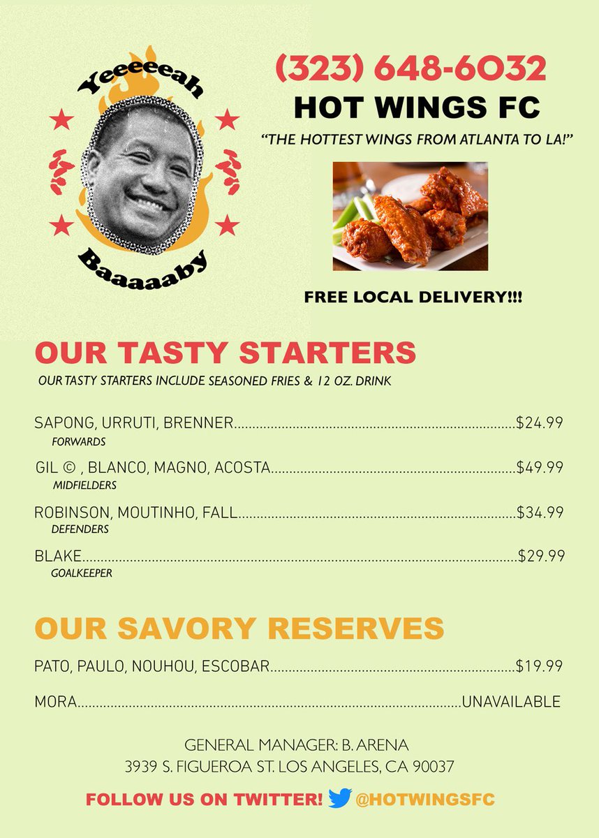 HotWingsFC's tweet photo. Our menu for Week 10 🔥 🐓 #yeahbaby https://t.co/u2a9gD0Tbx