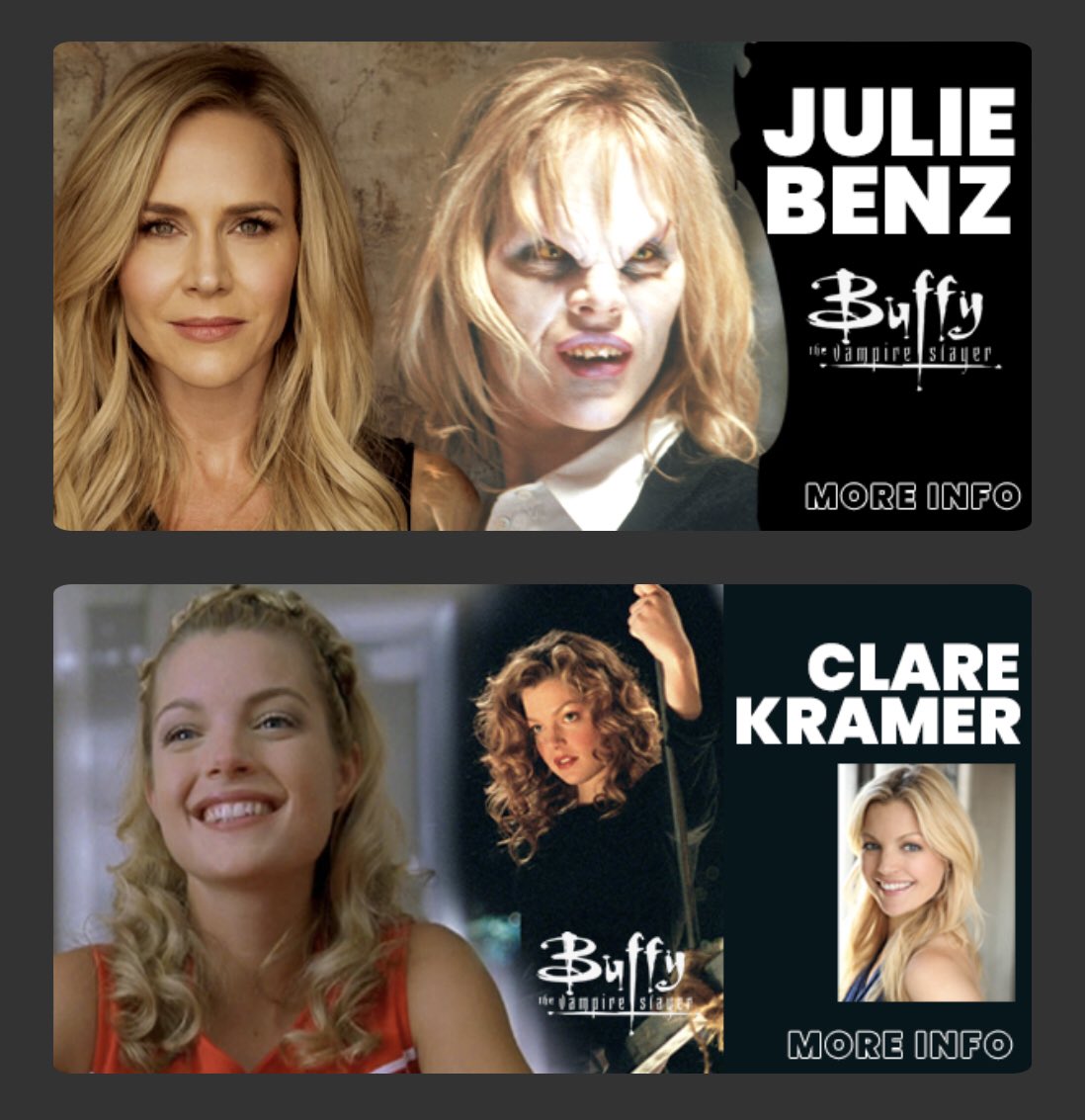 Guys! This Friday 2pm PST @juliebenz and I will be hanging out and doing a live signing on our IGs! Head over to Streamily.com/ClareKramer and Streamily.com/JulieBenz to place your merch order…. We can’t wait to chat with YOU! #BuffyTheVampireSlayer #BFF @StreamilyLive