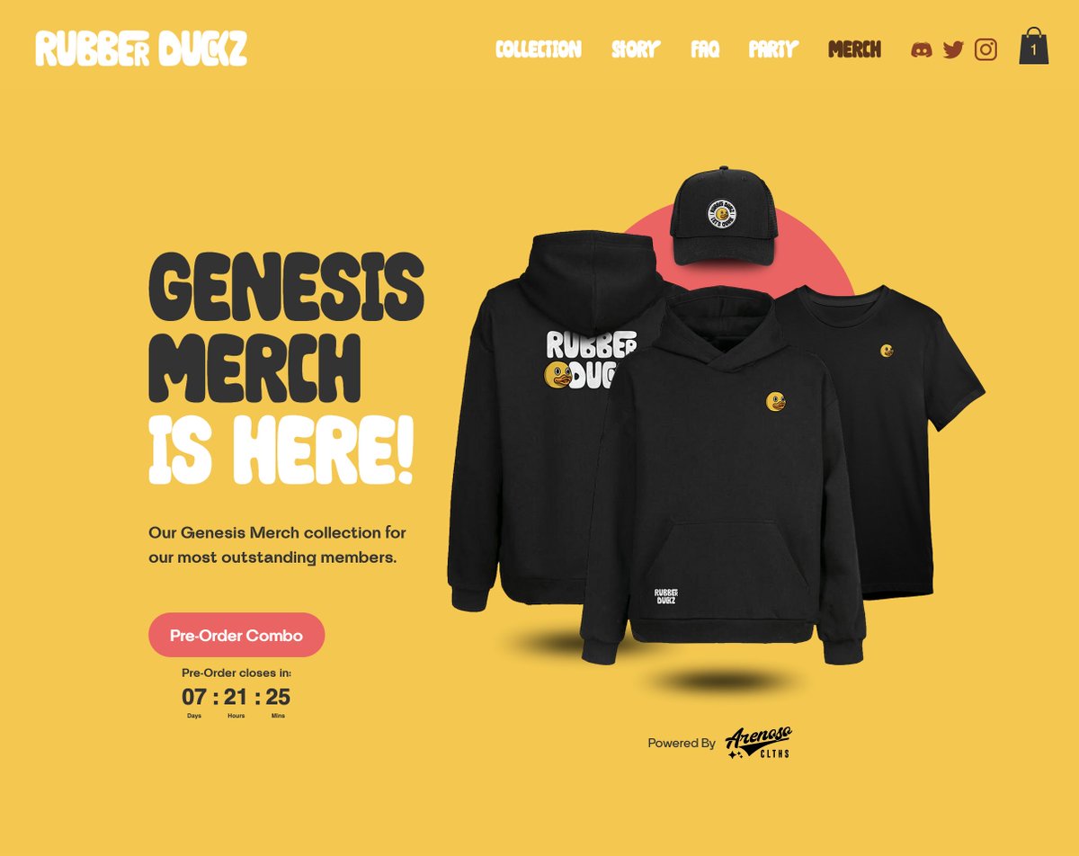 Genesis merch pre-order is open for holders!

If you are a Rubber Duckz holder, get to our discord to get access.

discord.gg/rubberduckz