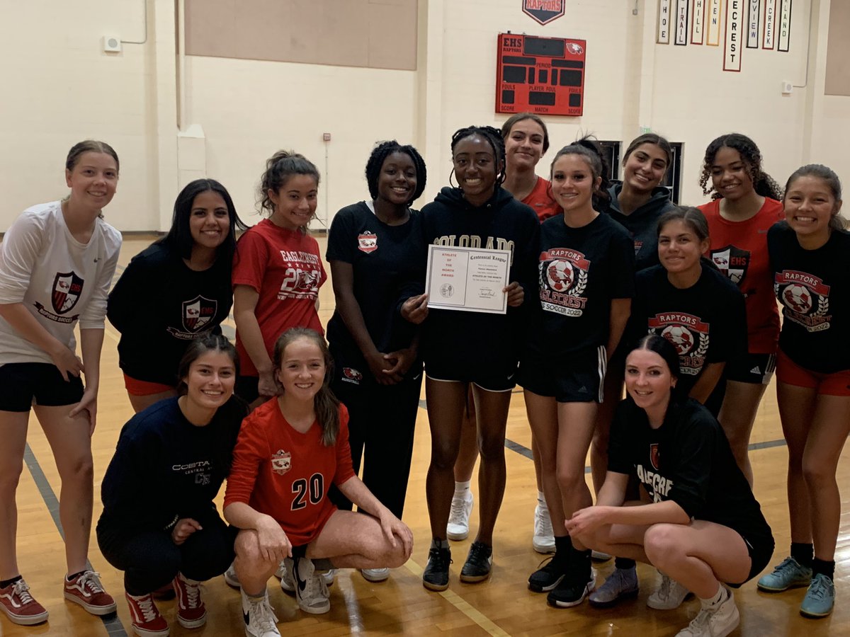raptorathletics's tweet photo. Congrats to soccer and track standout Favour Akpokiere on being named the Centennial League Athlete of the Month. @WeAreEaglecrest @RaptorWSoccer @EaglecrestTrack https://t.co/qe5Fq39XkC