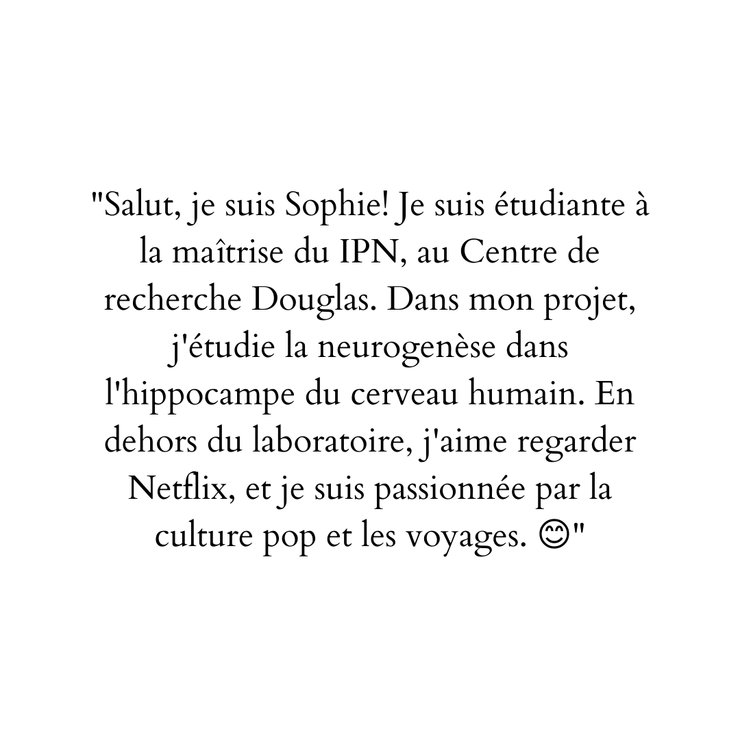 Dites bonjour à notre conférencière du printemps '22: Sophie Simard! Sophie travaille sur son MSc sous la supervision du Dr @NMechawar avec Le groupe McGill d'études sur le suicide de <a href="/DouglasResearch/">Douglas Research Centre</a>.

Inscrivez-vous à sa conférence sur ses #recherches: eventbrite.ca/e/328959204837.