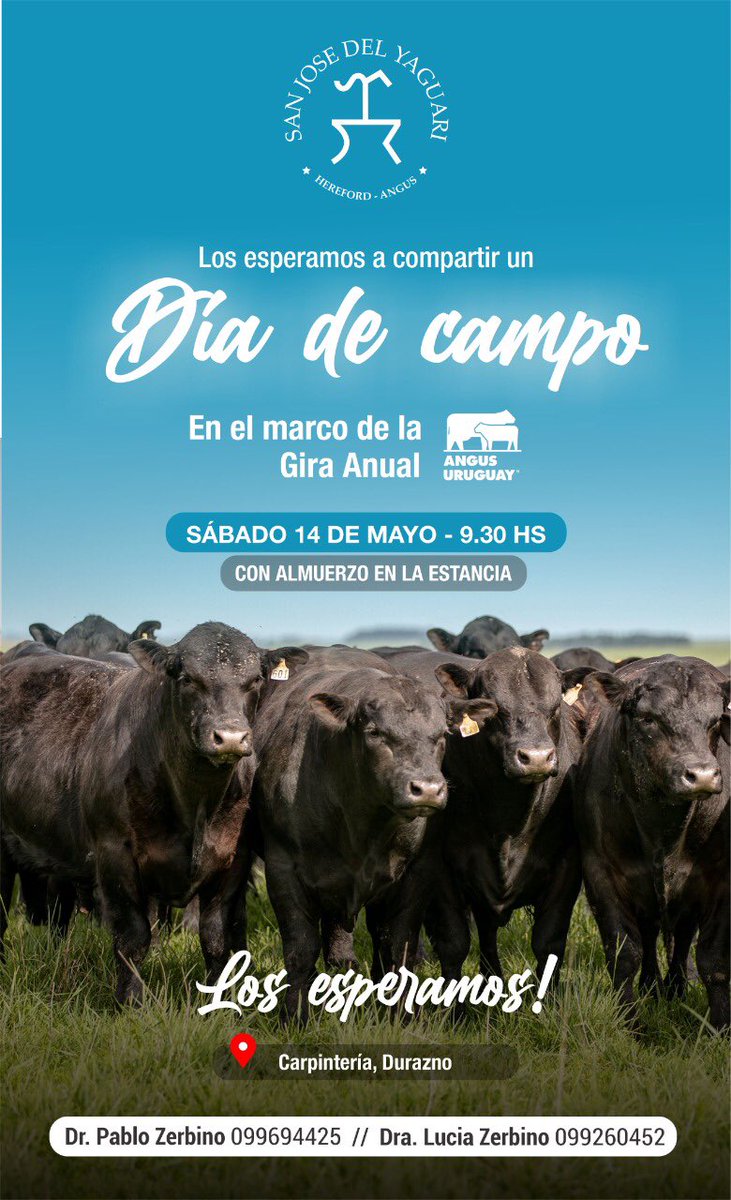 Con mucho gusto este año somos parte de la Gira Anual  <a href="/AngusUruguay/">Angus Uruguay</a> !!! Los invitamos el sábado 14 de mayo a disfrutar de un buen angus y un almuerzo bien campero