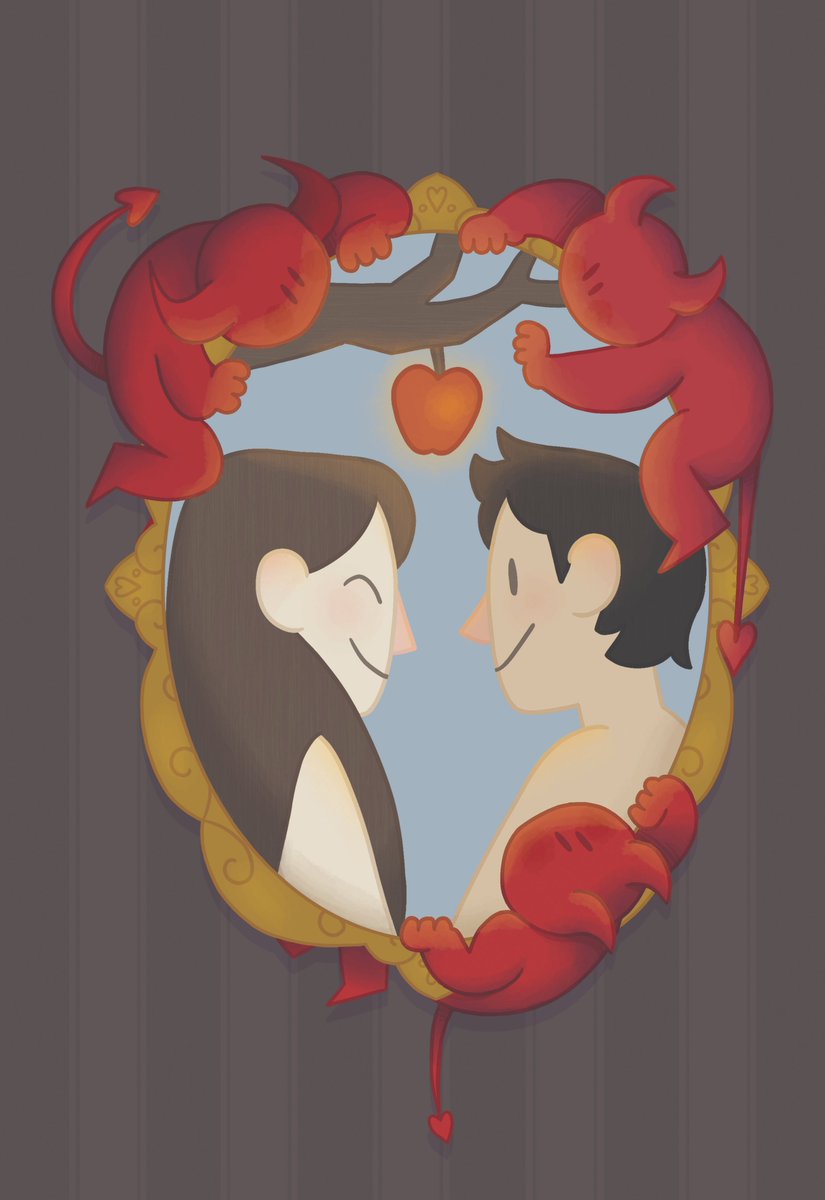 gullartble's tweet photo. just a little piece based on adam and eve. i love these lil devils so much https://t.co/IJPRRwfdT6