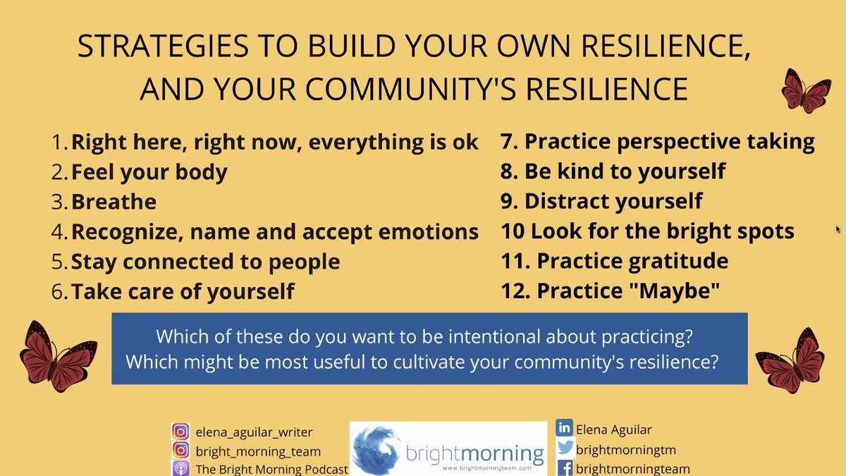 So grateful to learn from Elena and reflect on the strategies to build resilience! <a href="/brightmorningtm/">Elena Aguilar</a>