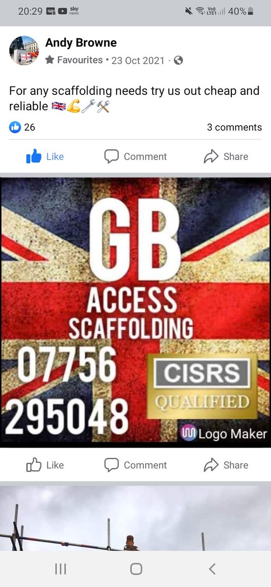 CarrieBrowne's tweet photo. Anyone in need of any scaffolding contact GB Access Scaffolding, reliable and reasonably priced https://t.co/dbqnqEYkXv