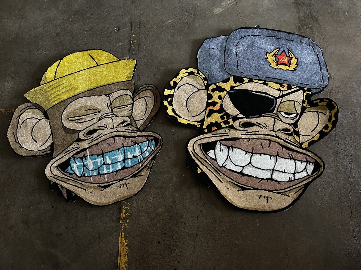 PudgyApes's tweet photo. We love the work of @Tokenrugs so much we want to give one away! 

✅To qualify you must be a @PudgyApes holder

✅Follow @PudgyApes 
and @Tokenrugs 
✅RT and comment with the Pudgy or Mutant you want to get rugged! https://t.co/tWm5OqR5C4