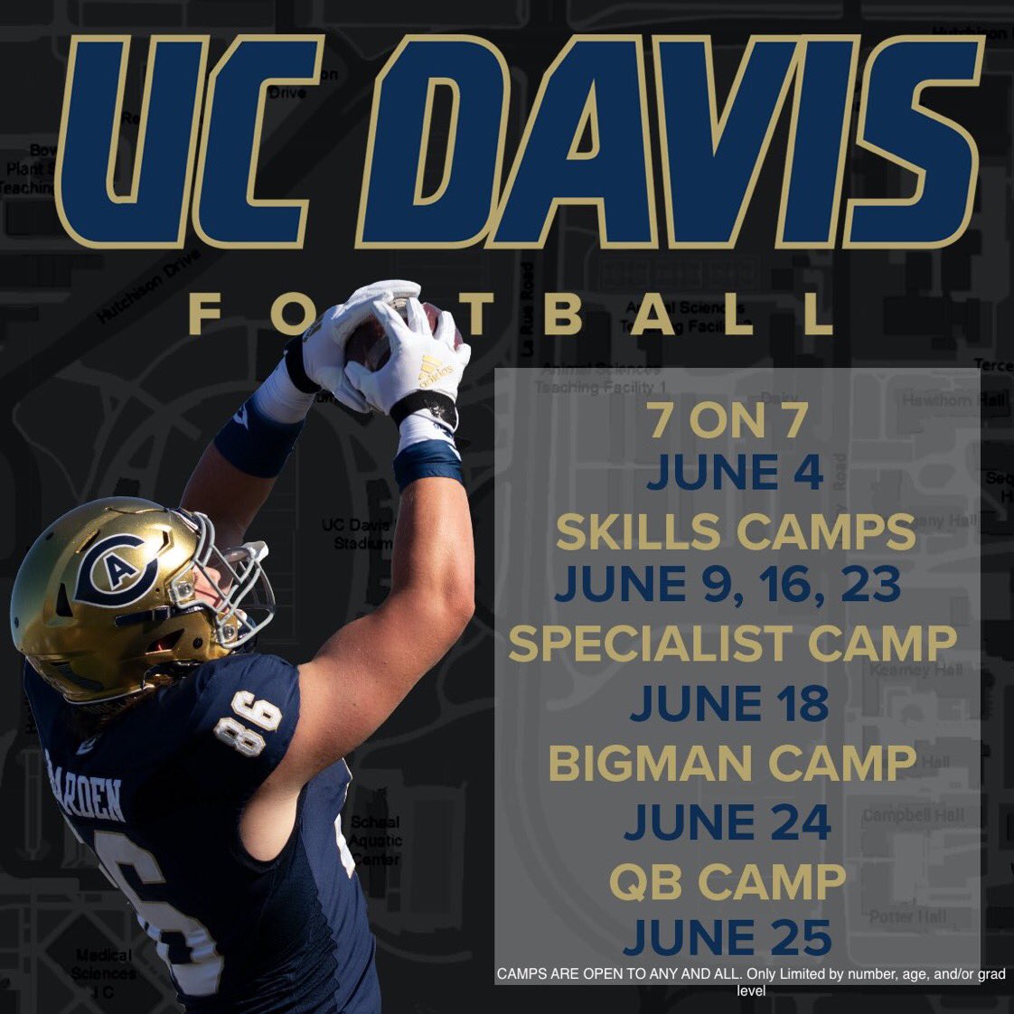wanderingSail34's tweet photo. UC Davis Football Camps! Register Below 👇! @UCDfootball @ucdavis @ucdavisaggies 

https://t.co/IawjJJMeEt. https://t.co/Ykvi05T9TS