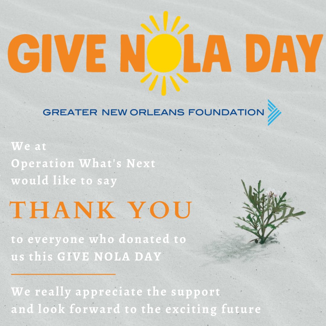opwhatsnext's tweet photo. Cheers to a successful #GiveNOLADay 🌱✨🌱 
.
Through your donations we will be able to help more youths of New Orleans. Thank you to everyone who donated! We look forward to an exciting future ✨ https://t.co/YhIhjLQRSs