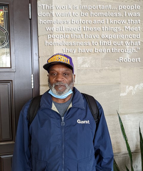 AlignMPLS's tweet photo. “This work is important… people don’t want to be homeless. I was homeless before and I know that we all need these things. Meet people that have experienced homelessness to find out what they have been through.”
-Robert
#mnleg #Homes4AllMN https://t.co/3NysmaUKnl