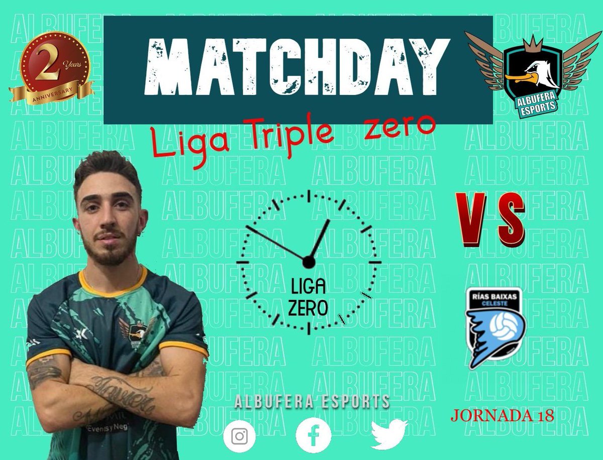 🔥 𝐃Í𝐀 𝐃𝐄 𝐏𝐀𝐑𝐓𝐈𝐃𝐎 🔥

📆 04-05-2022
🕕 23:00

⚽️ <a href="/AlbuferaFC/">Albufera Esports</a> 🆚 <a href="/riasbaixas_fc/">Rias Baixas-Celestes Esports</a>

🏆 Jornada 18 ( @ligasZero )

Partido patrocinado por jacpremium.com ✅

#AmuntAlbufera
#ElEquipoQueNosUne