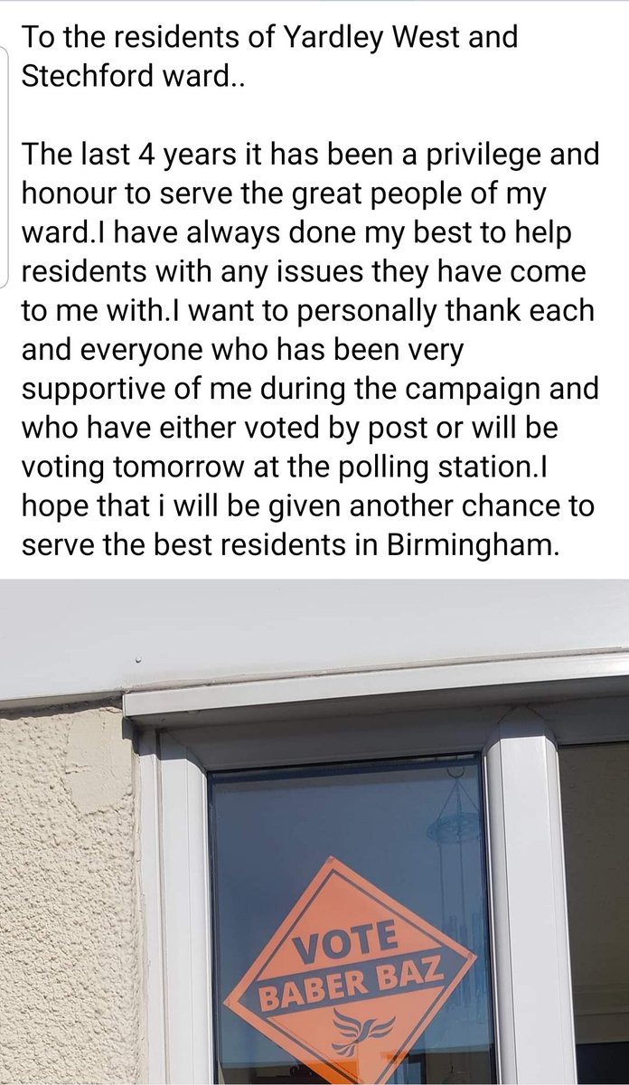 baber007's tweet photo. #YardleyWest&Stechford
#Re-electCllrBaz
#5thMayLocalElections
#LibDems https://t.co/r35pS9wNzn