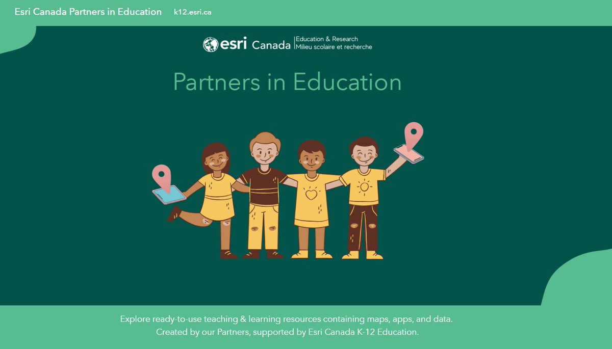 Happy #EducationWeek! Explore our #PartnersinEducation #ArcGISHub that includes ready-to-use #teaching & #learningresources containing #maps, #apps, and #data. Created by our Partners, supported by @EsriCanada #K12Ed @GIS4Teachers 
partners-in-edu.hub.arcgis.com #ArcGIS 
@GISAmbassador