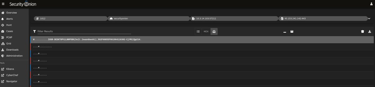 securityonion's tweet photo. @malware_traffic A fun part of this analysis was:
- reviewing #VNC alerts and pivoting to #FullPacketCapture
- searching for connections with unknown protocols and pivoting to #PCAP to see it's #VNC traffic (that's one way to hunt for this kind of traffic even if we didn't have the #NIDS alerts) https://t.co/OmhrHVowMu