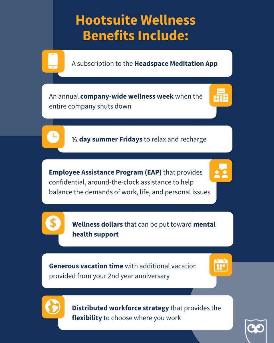During #MentalHealthAwarenessMonth let’s talk about wellness benefits. Hootsuite’s committed to evolving benefits to support their people, who are at the heart of our organization.💚

#ShowUsYourWellnessBenefits #HootsuiteLife