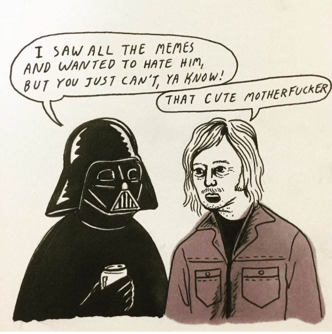 Old doodle of Vader and I talking about how much we love baby Yoda #starwars #darthvader #maythe4thbewithyou