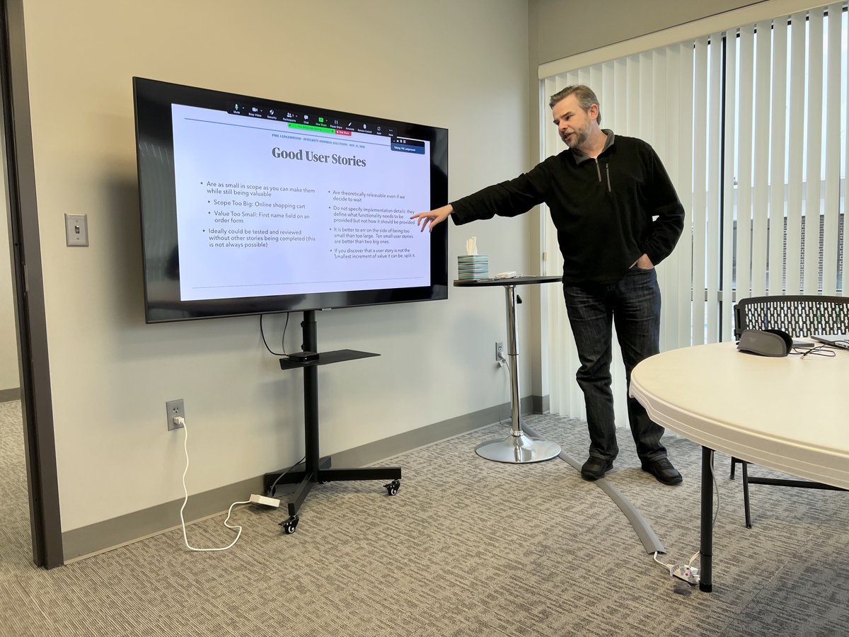 integrityinsp's tweet photo. Are your user stories revolving around benefits a user gets out of a feature, or around functionalities that a user wouldn't care about? 
 
Today, we got a refresher on the principles of writing good quality user stories from Integrity Co-Owner Phil Ledgerwood. 

#userstories https://t.co/oeLlt6Q3BR