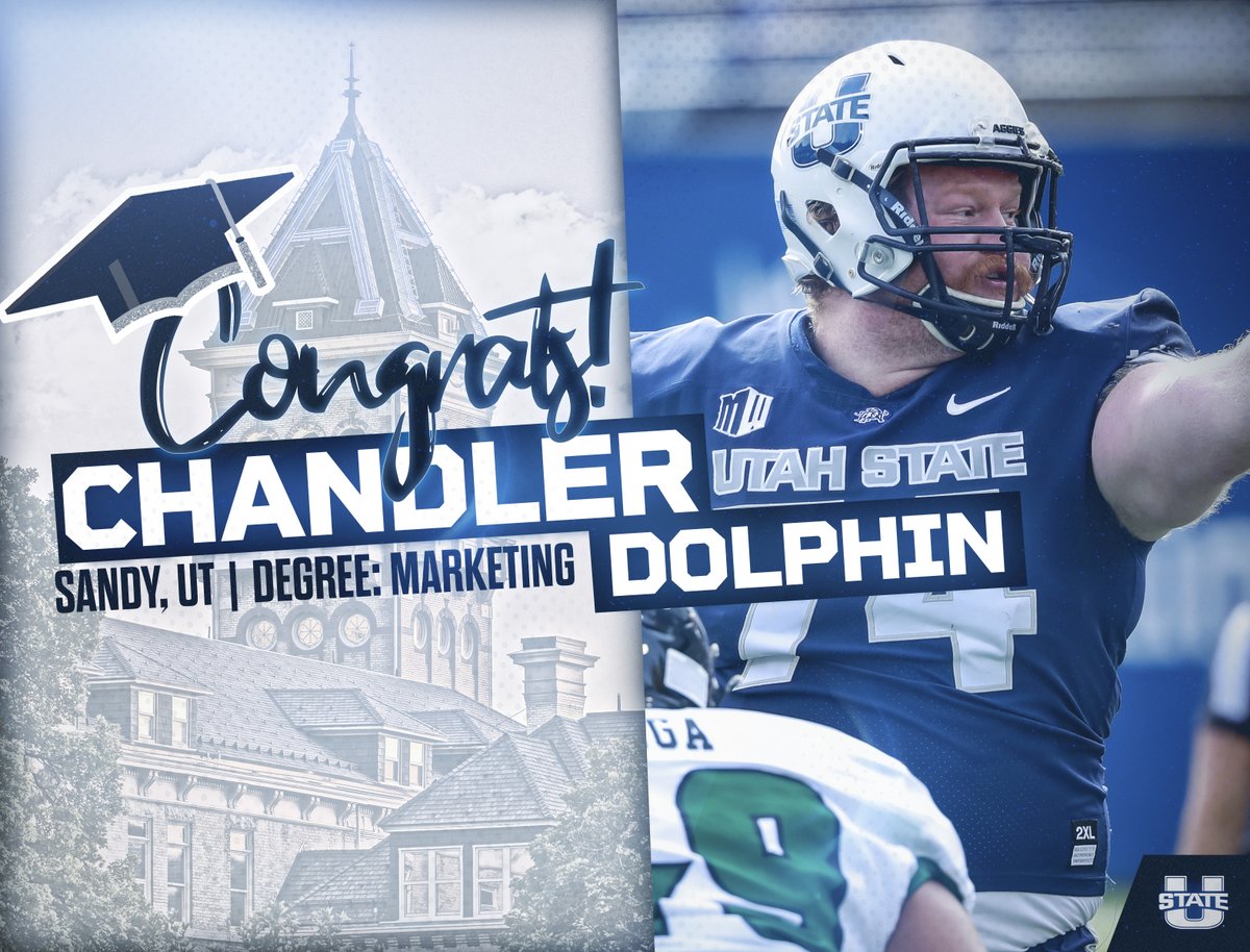 USUFootball's tweet photo. 🎓𝒞𝑜𝓃𝑔𝓇𝒶𝓉𝓈 𝐹𝑜𝑜𝓉𝒷𝒶𝓁𝓁 𝒢𝓇𝒶𝒹𝓊𝒶𝓉𝑒𝓈🎓

We are so proud of our student-athletes who completed their degrees this year! 

@darealChowda - Offensive Line
@AEdwards723 - Offensive Line
@green_beast23 - Safety
@BoothaaBoo - Linebacker

#AggiesAllTheWay https://t.co/5qepObFSAk