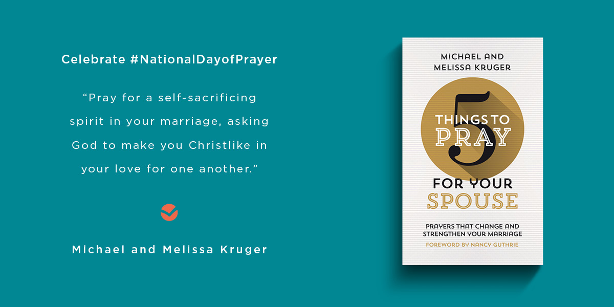 Happy #NationalDayofPrayer! 🙏

"Pray for a self-sacrificing spirit in your marriage, asking God to make you Christlike in your love for one another."
- <a href="/michaeljkruger/">Mike Kruger</a> and <a href="/melissabkruger/">Melissa Kruger</a> 

Shop 5 Things to Pray for Your Spouse for biblical prayer ideas: thegoodbook.com/5-things-to-pr…
