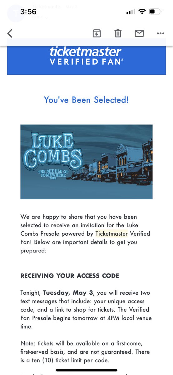 steeeena's tweet photo. @Ticketmaster I got a presale code for @lukecombs and I’m legit logging in and it keeps saying not verified and now I couldn’t get tickets!!! i am so mad!! HELP😡😡😡 https://t.co/enF6LDxoCm