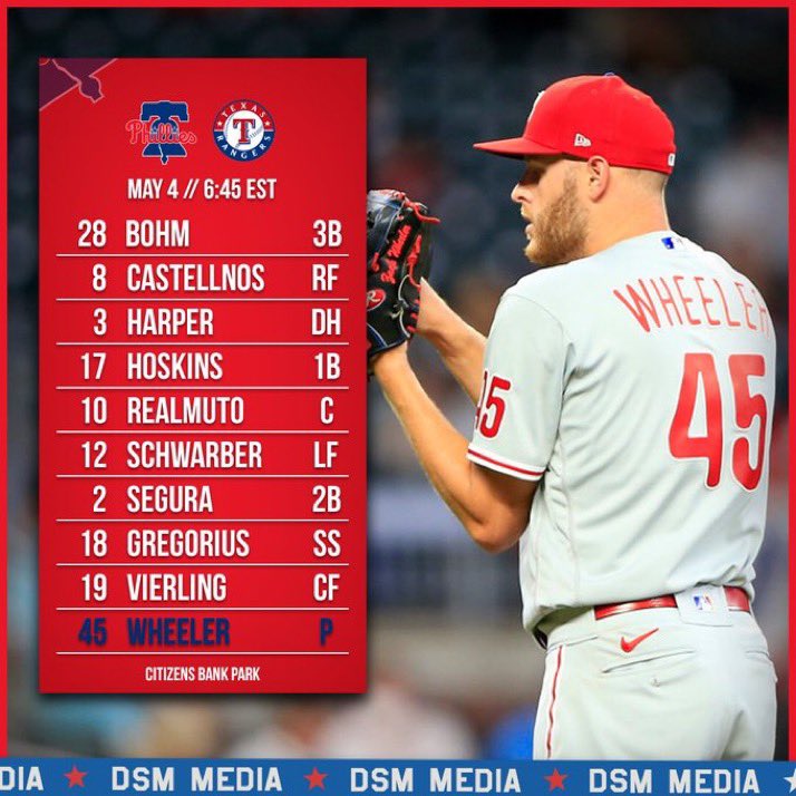 DSM_Media's tweet photo. The #phillies look to bounce back with Wheels on the mound.
#RingTheBell #dosomethingmajor https://t.co/u71BeAxnnT