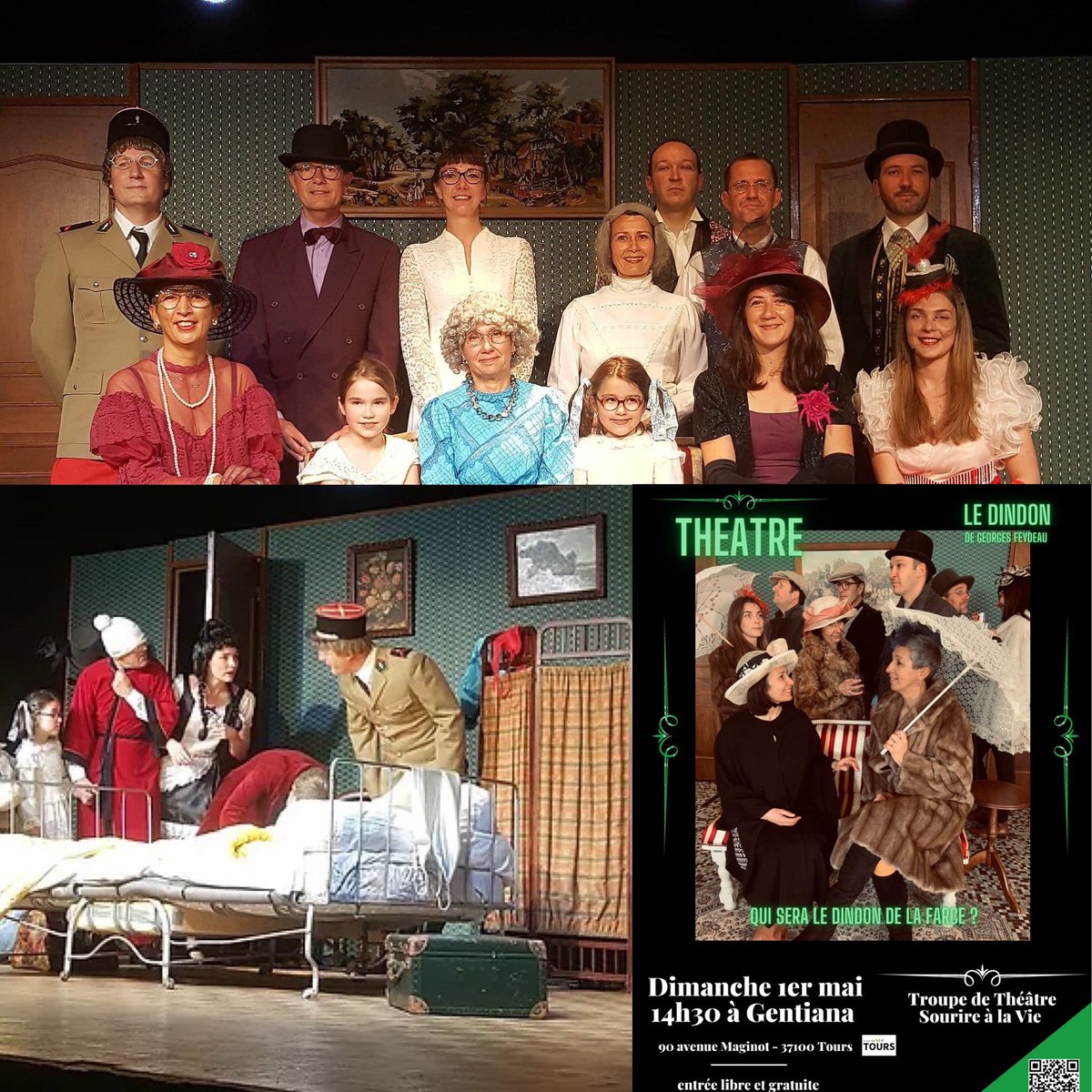 Après  2 ans d’arrêt, 😷, quel bonheur de pouvoir remonter sur scène 🎬 avec #sourirealavie et de déclencher des sourires 😊 et des rires 😃sur les visages de nos aînés 🧓 👴 qui nous ont manqué . Merci #GeorgesFeydeau pour ce Dindon 😂