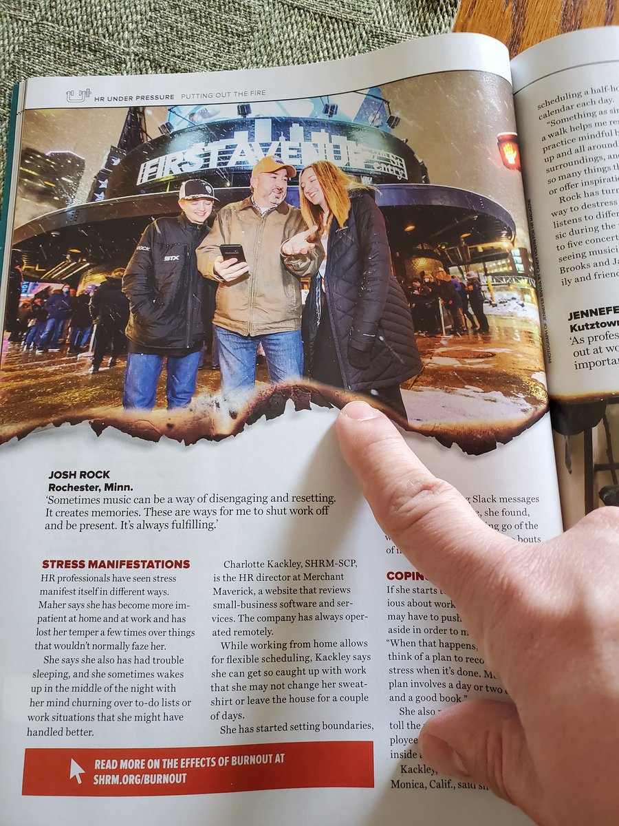 JRock96's tweet photo. So cool! @DoriMeinert sent me copies of the recent #HRMagazine that I was in. It talks about how I overcome/avoid #burnout by enjoying concerts and such.
Can't want to frame this for my office. Thanks Dori!
#SHRM22 #SHRM22Influencer
#hrcommunity https://t.co/30ta7R8HVP