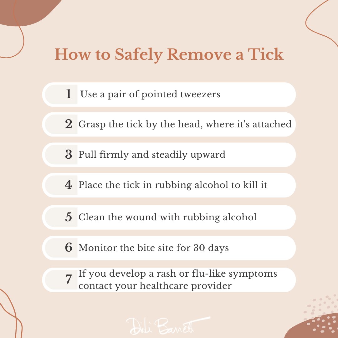 DidiBarrett106's tweet photo. If you find a tick on you, remove it right away to reduce your risk of Lyme Disease.
Here are 7 easy steps to removing a tick!
#GetTickedOff #LymeDiseaseAwarenessMonth https://t.co/sh8osIa3e1