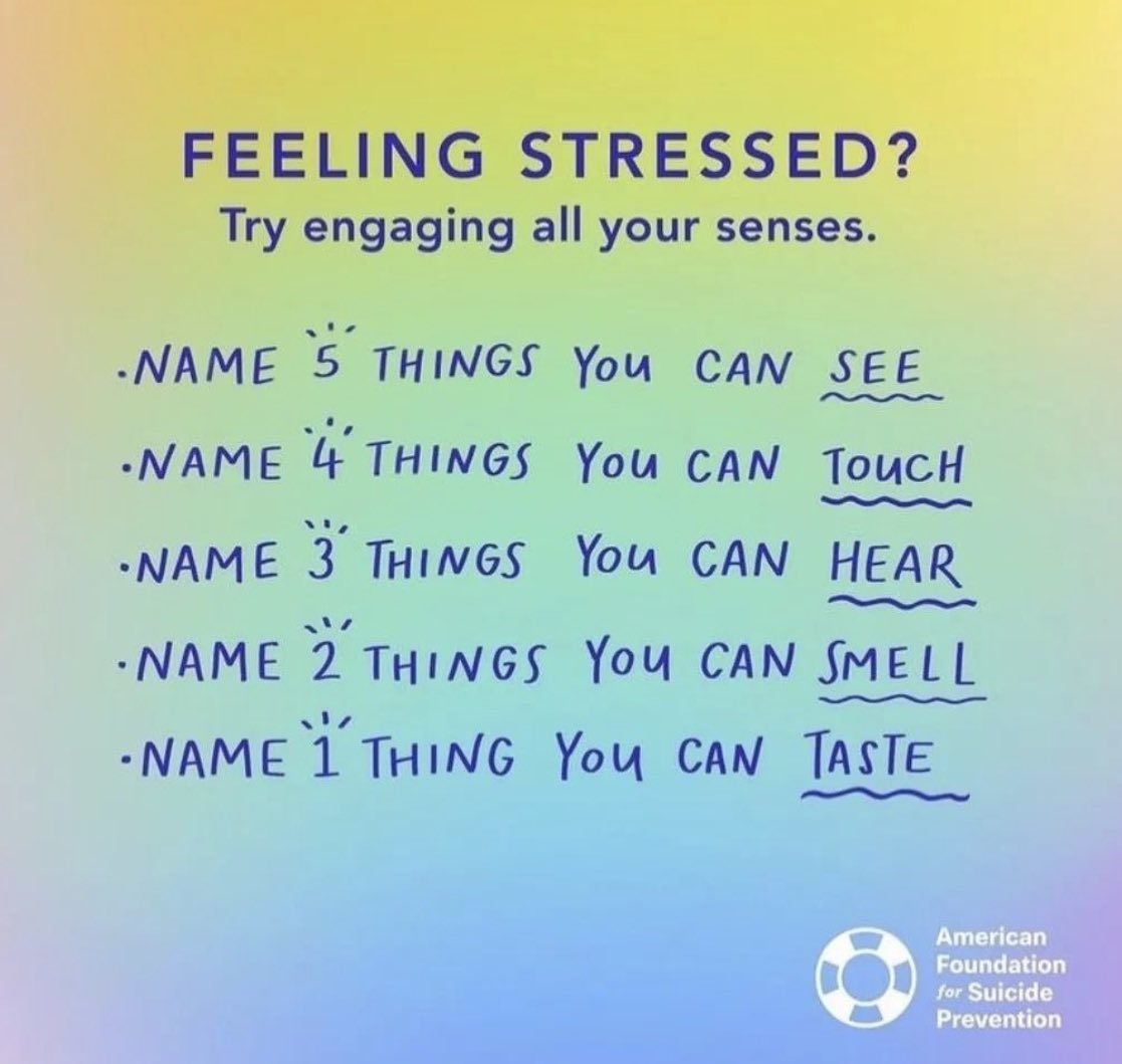 A great coping skill for any emotion ✋👀👃👅👂