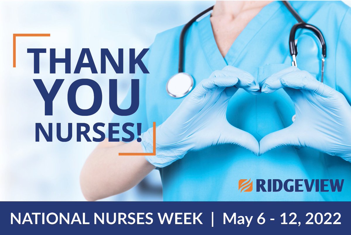 We are celebrating Nurses Week! We deeply appreciate our nurses today and every day. Share your story about the nurses who made an impact on your Ridgeview experience at ridgeviewmedical.org/contact-us/sha…  

#nursesweek #nursesmatterhere #patientsfirst #youmatterhere