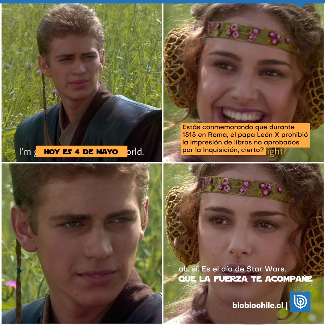 biobio's tweet photo. Es que hoy no solo es 4 de mayo, también es el #StarWarsDay 😍
-¿Y si no he visto Star Wars, tío BíoBío? 🤔
-Ted, los únicos que no han visto Star Wars son lo personajes de Star Wars, porque lo vivieron. ¡Ellos vivieron Star Wars! (#himymreference)
#MayThe4thBeWithYou https://t.co/S6GHHoatPF