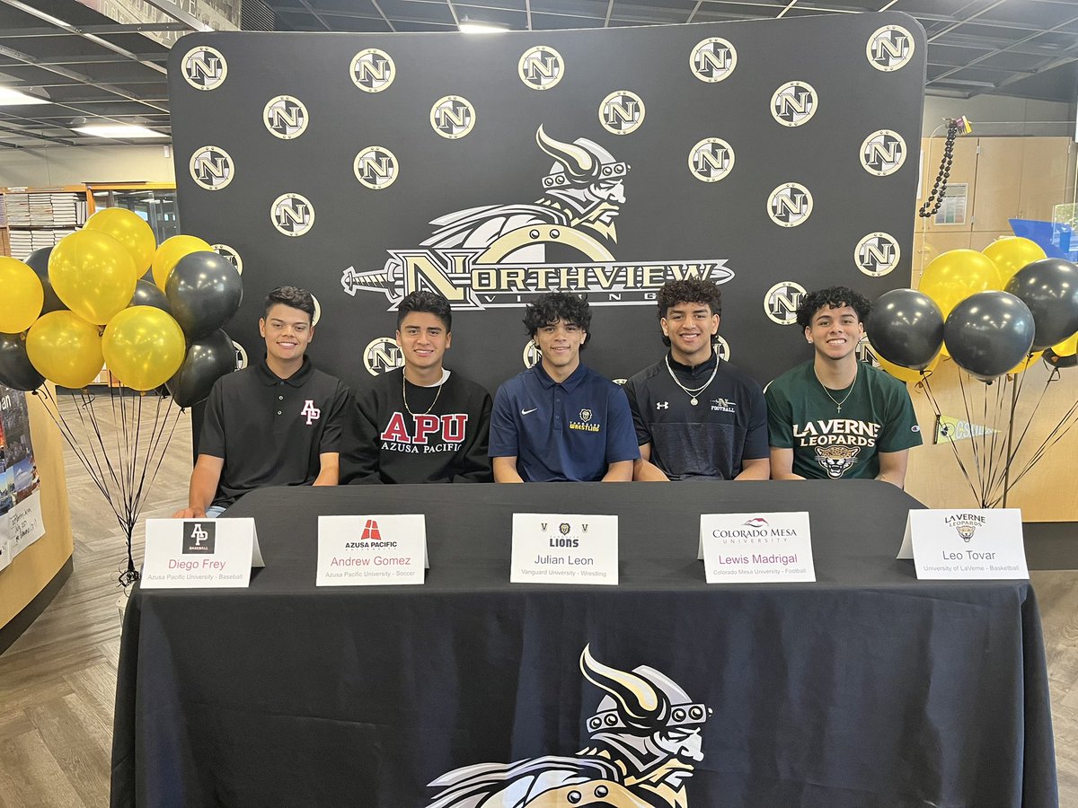 Northview ASB (@nhs_asb) on Twitter photo Congratulations to Diego Frey (baseball), Andrew Gomez (soccer), Julian Leon (wrestling), Lewis Madrigal (football) and Leo Tovar (basketball) for signing today to continue their academic and athletic careers. <a href="/NHSVikings/">Northview Vikings</a> <a href="/SGVNSports/">Fred J. Robledo π¨π»βπ»</a> <a href="/James_Escarcega/">James Escarcega πππβΎοΈπ₯ π€Όπ€½π½ββοΈππΌββοΈππ»β½οΈ</a> Congratulations to Diego Frey (baseball), Andrew Gomez (soccer), Julian Leon (wrestling), Lewis Madrigal (football) and Leo Tovar (basketball) for signing today to continue their academic and athletic careers. <a href="/NHSVikings/">Northview Vikings</a> <a href="/SGVNSports/">Fred J. Robledo π¨π»βπ»</a> <a href="/James_Escarcega/">James Escarcega πππβΎοΈπ₯ π€Όπ€½π½ββοΈππΌββοΈππ»β½οΈ</a>