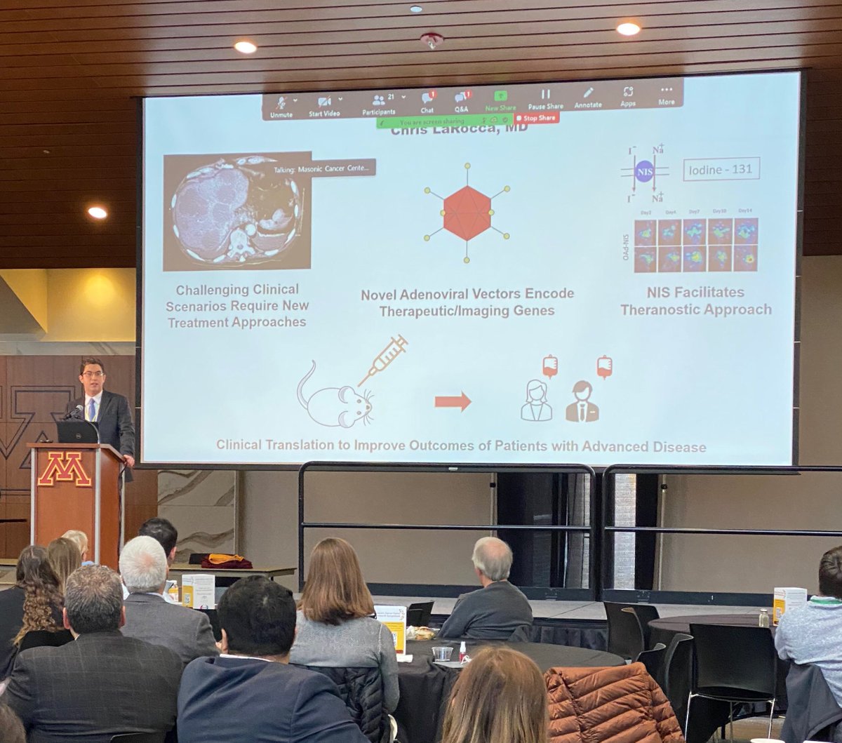 UMN Surg Onc (@umnsurgonc) on Twitter photo One of our own <a href="/LaRoccaCJ/">Chris LaRocca</a> presenting his lab’s work with #oncolyticvirotherapy at the <a href="/UMNCancer/">Masonic Cancer Center, University of Minnesota</a> #MCCSymposium this week <a href="/UMNSurgery/">UMN Surgery</a> One of our own <a href="/LaRoccaCJ/">Chris LaRocca</a> presenting his lab’s work with #oncolyticvirotherapy at the <a href="/UMNCancer/">Masonic Cancer Center, University of Minnesota</a> #MCCSymposium this week <a href="/UMNSurgery/">UMN Surgery</a>