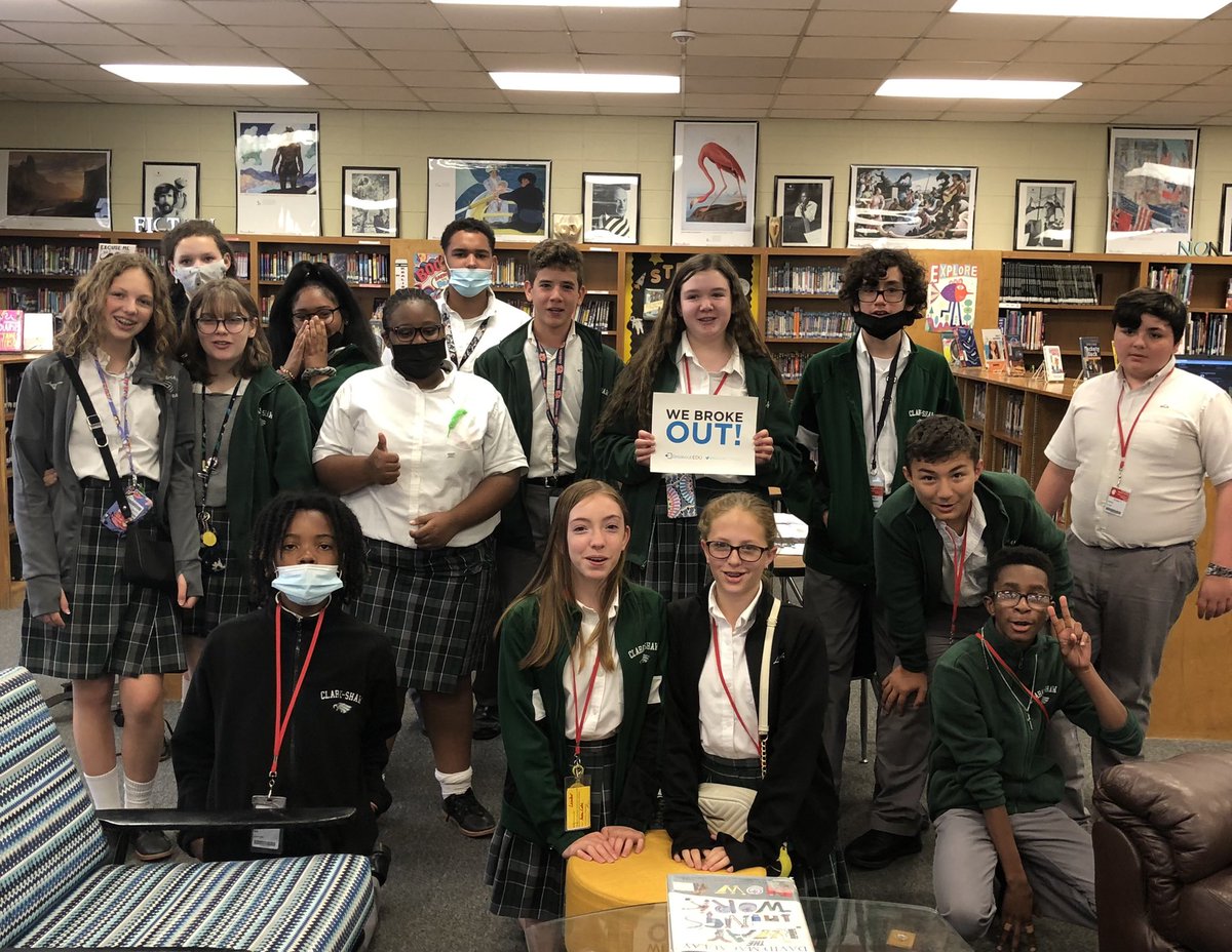 AnnaMMouton's tweet photo. So much fun today with a Human Body Breakout during the day and 6th Finals for Battle of the Books in the afternoon. Congratulations to all who Broke Out. Also, congratulations to the 6th Grade Battle of the Book Champions, The Shrek Fan Club!@ClarkShawLib @Clarkshaweagles https://t.co/9HwboLPqV2