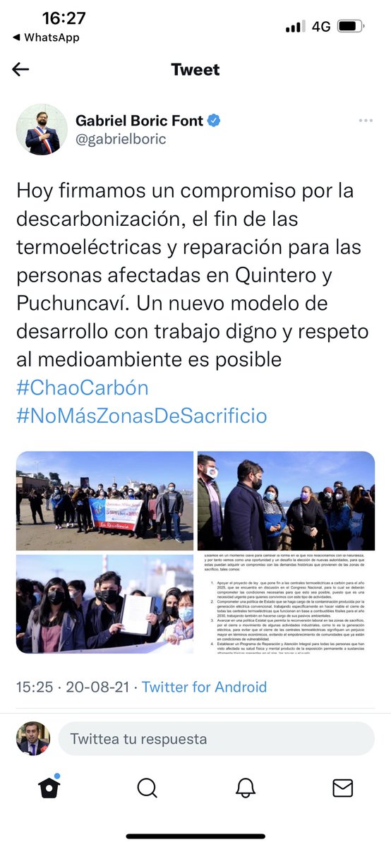 sergiogahona's tweet photo. Con el retraso del cierre de Bocamina II, Chile no podrá cumplir sus compromisos de acción climática, se pone en duda el respeto ganado internacionalmente y el liderazgo en materia de cambio climático. Donde está el compromiso ambiental del @GobiernodeChile y de su presidente. https://t.co/FK5pMIkT5j