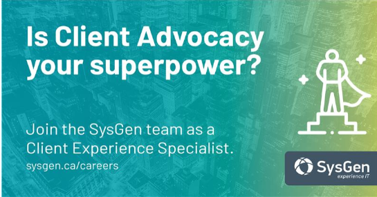 sysgensays's tweet photo. We're hiring! As a Customer Experience Specialist, you thrive at creating a harmonious journey from where a client is to where they want to be. Join SysGen in Calgary to help SMBs thrive in a rapidly changing world. 
#YYCJobs #YYCCareers 

https://t.co/ujmIaMF8oQ https://t.co/Wrx4etvS9z
