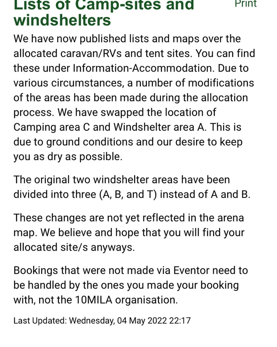 Camp- and windshelter-sites and maps have been published.