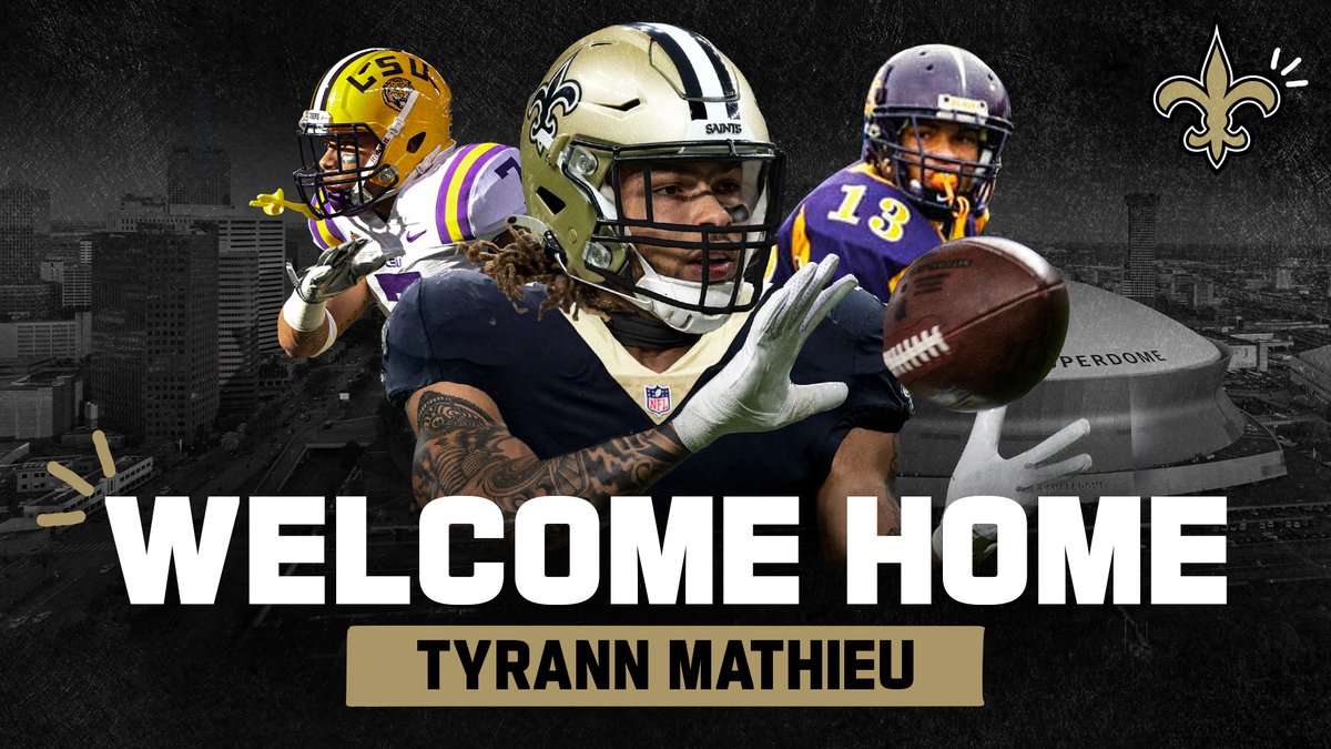 From <a href="/StAugnola/">St Augustine NOLA</a>, to @LSUFootball and now the #Saints ⚜️

Tyrann Mathieu has repped Louisiana at every level 

Story: neworlns.co/SaintTy