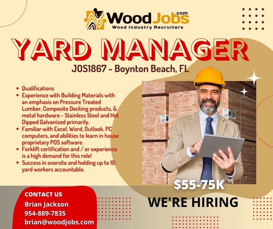 TalentGuruUSA's tweet photo. Contact Brian Jackson
954-889-7835 | brian@woodjobs.com
#yardmanager #woodjobs #werehiring #jobsinflorida #woodindustryjobs #hiring #lumberjobs #hotjobs #compositedecking #forkliftcert https://t.co/moHZ5qmpzx