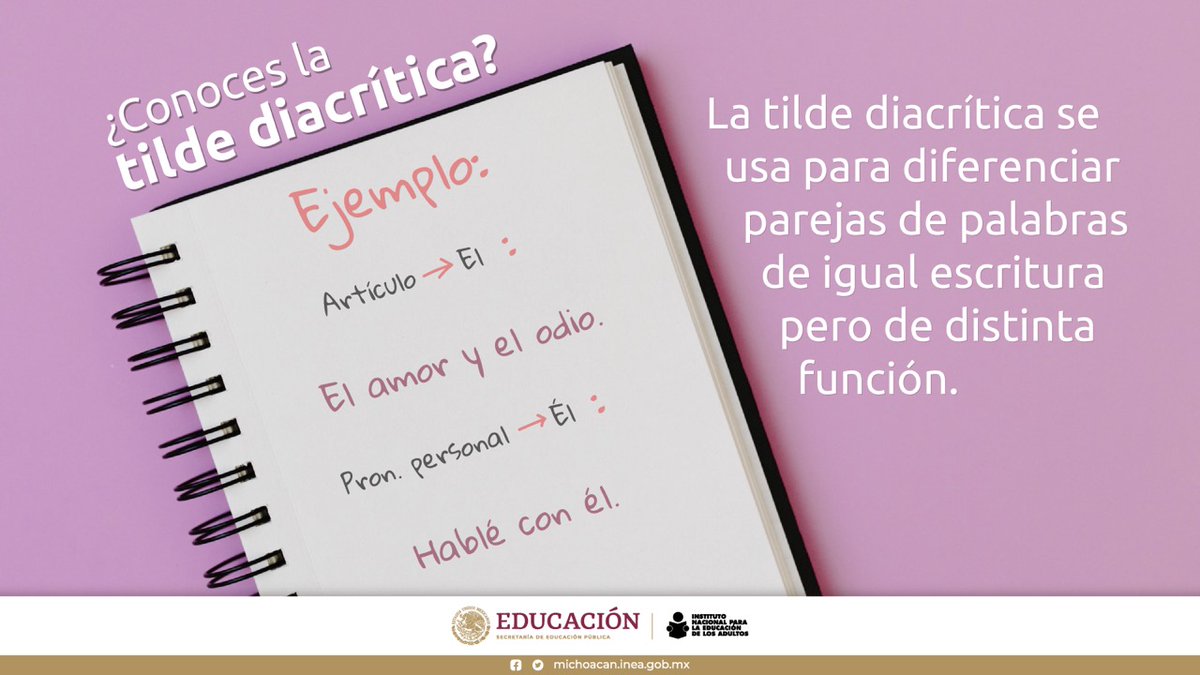 INEAZamora's tweet photo. Se usa especialmente en monosílabos, pero también lleva tilde diacrítica otro tipo de palabras. ✏️ https://t.co/p4rOewV3Xk