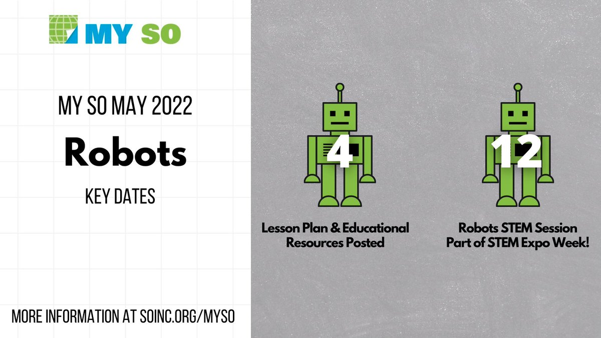 SOAlumniNetwork's tweet image. Last MY SO month of the year - which means it's time for Robots! 🤖 Check out the new lesson plan and other resources available for you to explore this topic... on #StarWarsDay no less! 🤩 

More info here: soinc.org/myso

#STEMed #STEMcurriculum