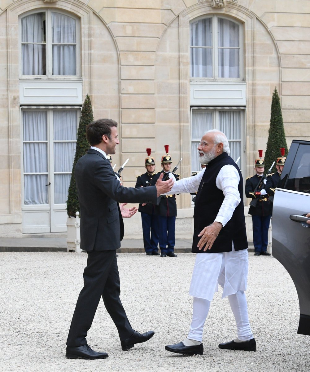 Narendra Modi (@narendramodi) on Twitter photo My visit to France was brief but a very fruitful one. President <a href="/EmmanuelMacron/">Emmanuel Macron</a> and I got the opportunity to discuss various subjects. I thank him and the French Government for the warm hospitality. My visit to France was brief but a very fruitful one. President <a href="/EmmanuelMacron/">Emmanuel Macron</a> and I got the opportunity to discuss various subjects. I thank him and the French Government for the warm hospitality.