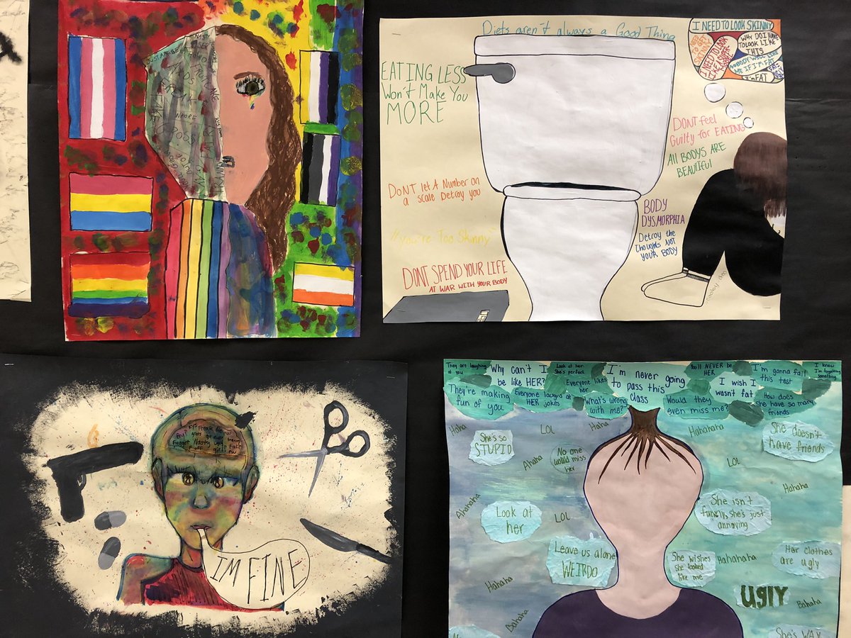 mc_school1's tweet photo. Grade 7/8 have discussed social issues and created some amazing posters about those issues. #PVSDproud https://t.co/esQZ6KSc8H
