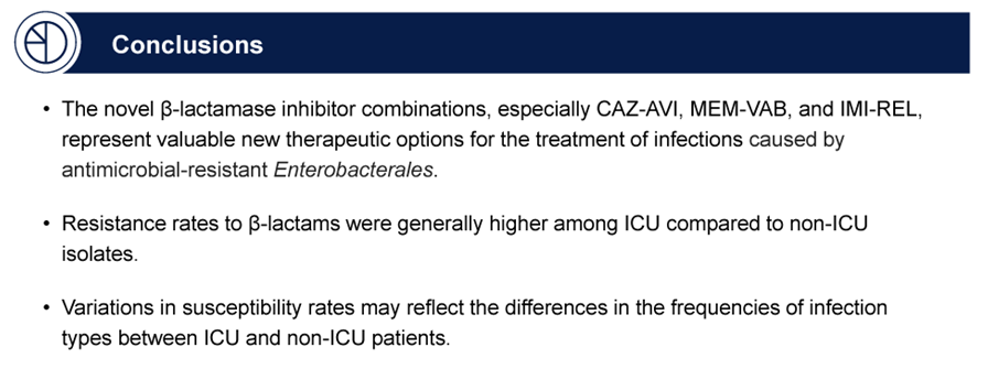 From "Antimicrobial Susceptibility of Enterobacterales Causing Infections in Intensive Care Unit Patients: The Role of New B-Lactamase Inhibitor Combinations" <a href="/abbvie/">AbbVie</a> #ECCMID2022 

See the full presentation here: 
jmilabs.com/data/posters/E…