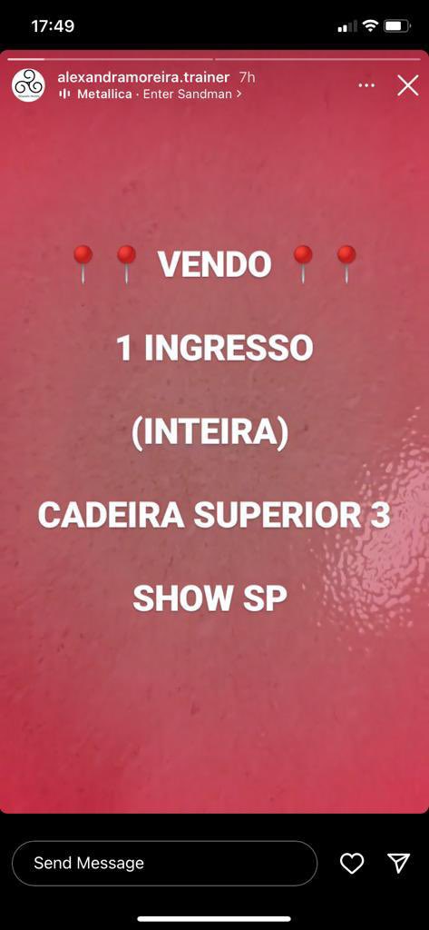 yesibll's tweet photo. ⚠️VENDO METÁLICA SP (10/5)⚠️

vendendo ; vendo ; metálica ; inteira ; ingresso ,  cadeira superior https://t.co/SxApmBesxJ