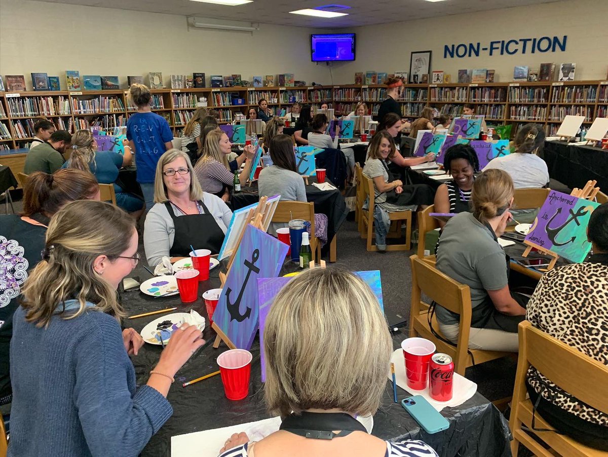 What a fun afternoon! Who knew we had a building full of artists! #TeacherAppreciationWeek <a href="/PorterRidgeESNC/">Porter Ridge ES</a> <a href="/AGHoulihan/">Andrew G. Houlihan</a> @jttopp <a href="/UCPSNC/">Union County Public Schools</a>