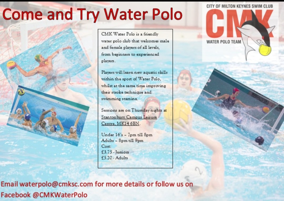 Local Waterpolo group looking for Junior or Senior players 
If you fancy giving it at try please contact

<a href="/CMKSwimmingClub/">City of Milton Keynes Swim Club</a>